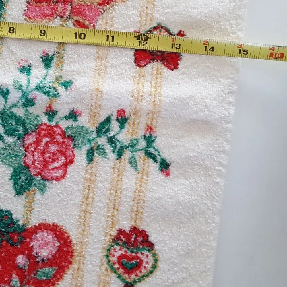 Vintage Holiday Kitchen Towel Joy Heart Ornaments *AS IS*